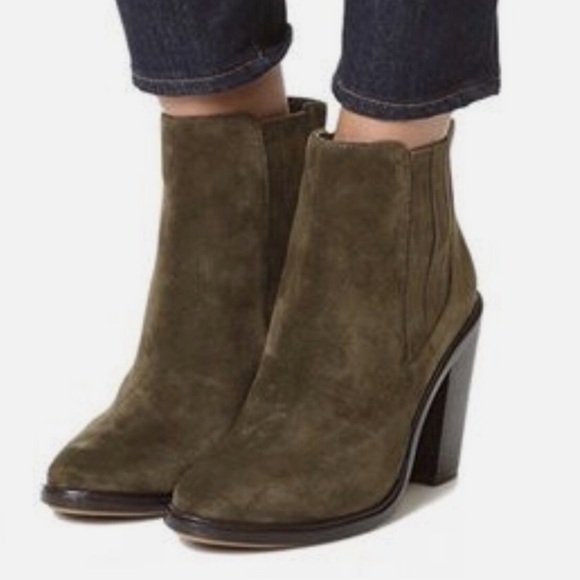 JOIE Moss Green Suede CHLOE  Bootie | Size 38.5 US 8 Perfect fall boot!! - Picture 1 of 9